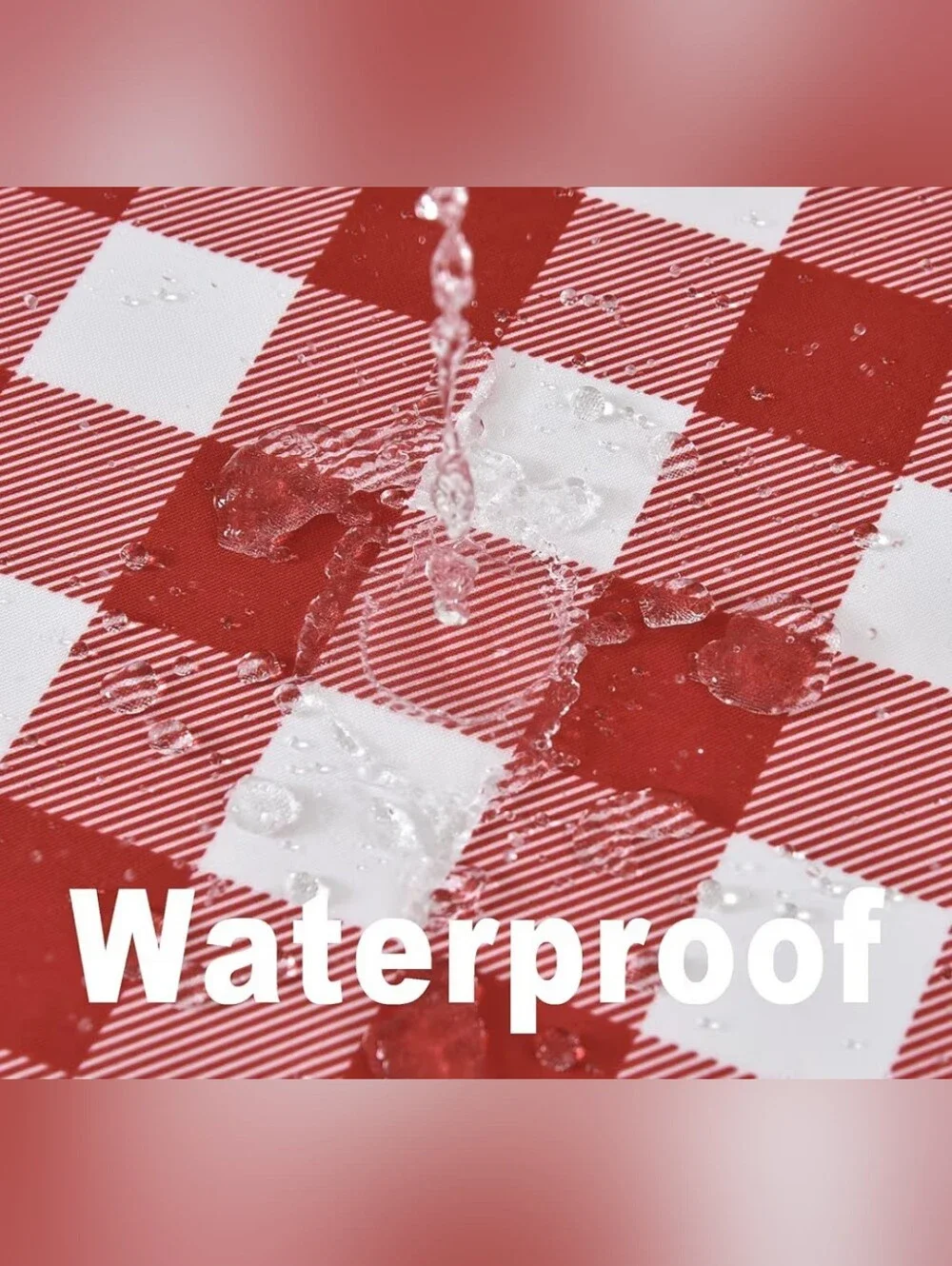 Red & White Buffalo Check Waterproof Polyester Tablecloth 102 X 58